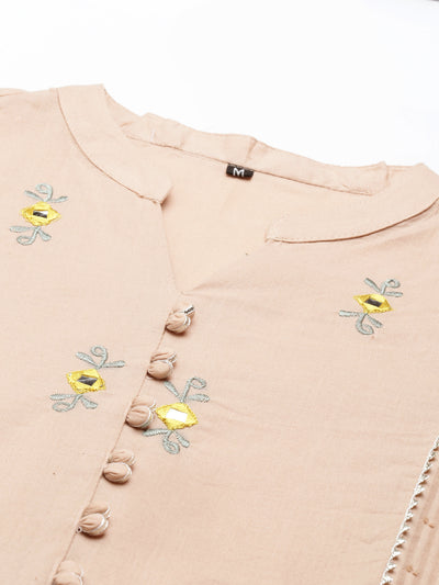 Neeru'S BEIGE Color COTTON Fabric Suit Set