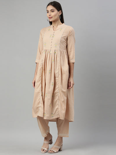 Neeru'S BEIGE Color COTTON Fabric Suit Set