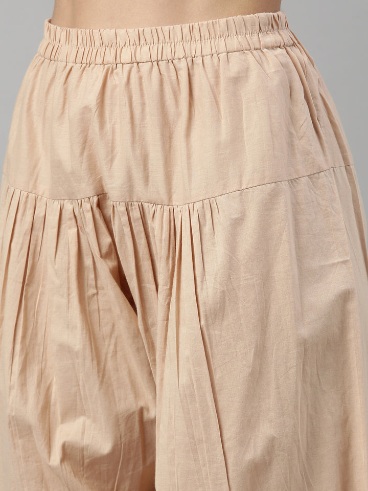 Neerus Beige Color Cotton Fabric Suit Set