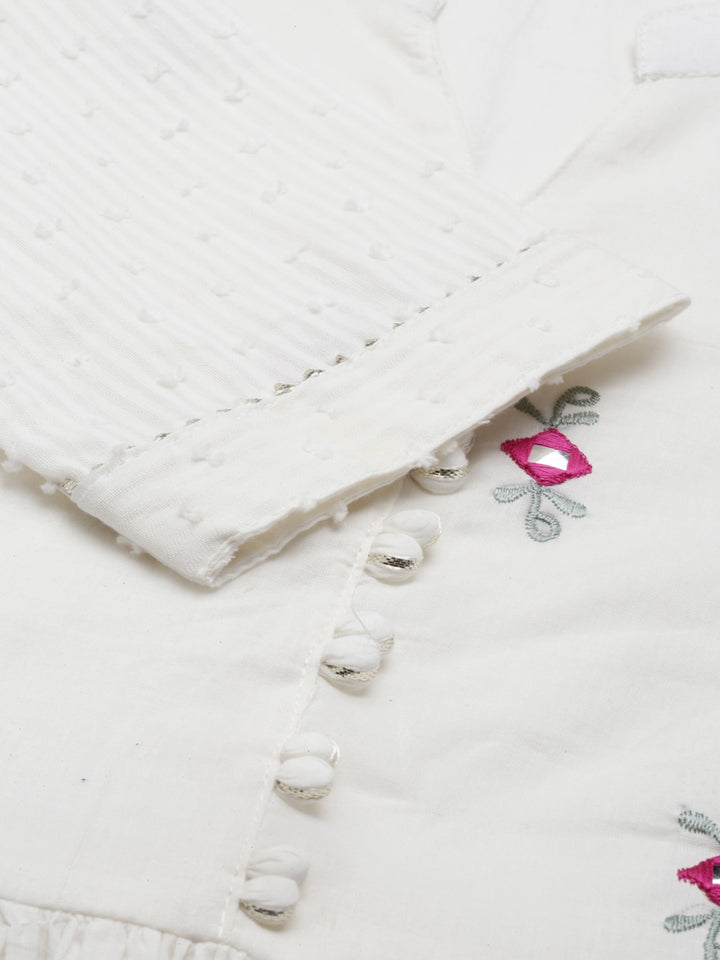 Neerus White cotton suit set - detail view 4