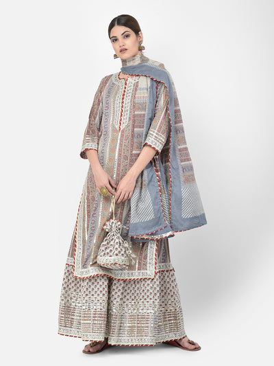Neeru's grey color cotton fabric salwar kameez