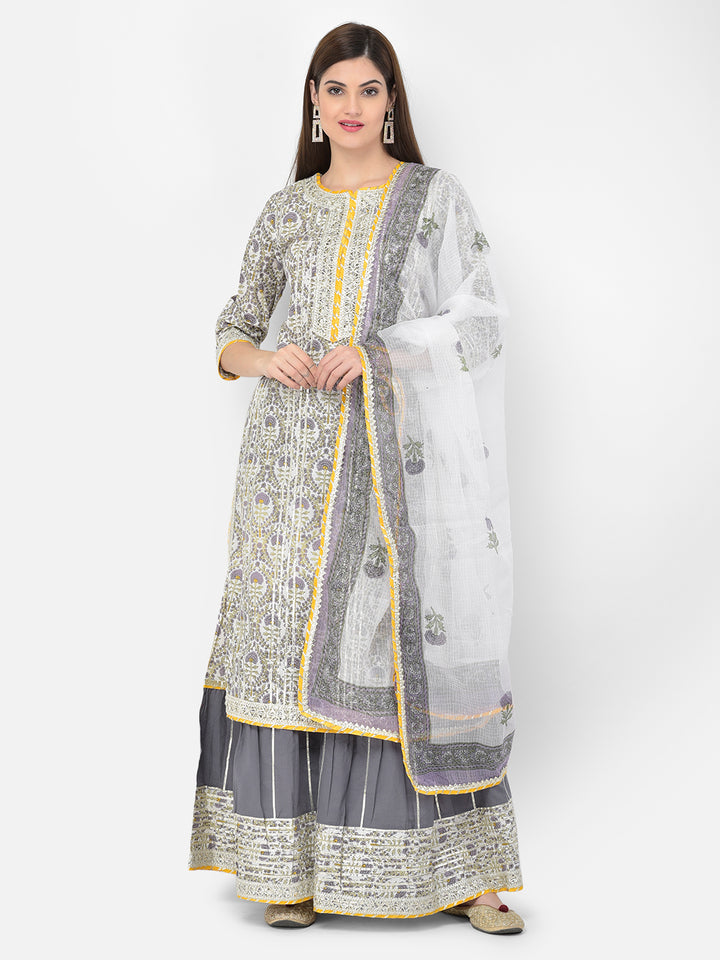 Neerus'S Off White Color Cotton Fabric Suit