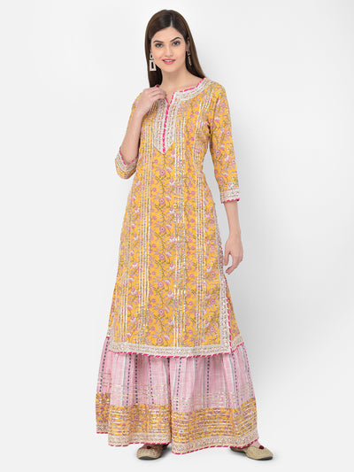 Neerus'S mustard color, cotton fabric suit