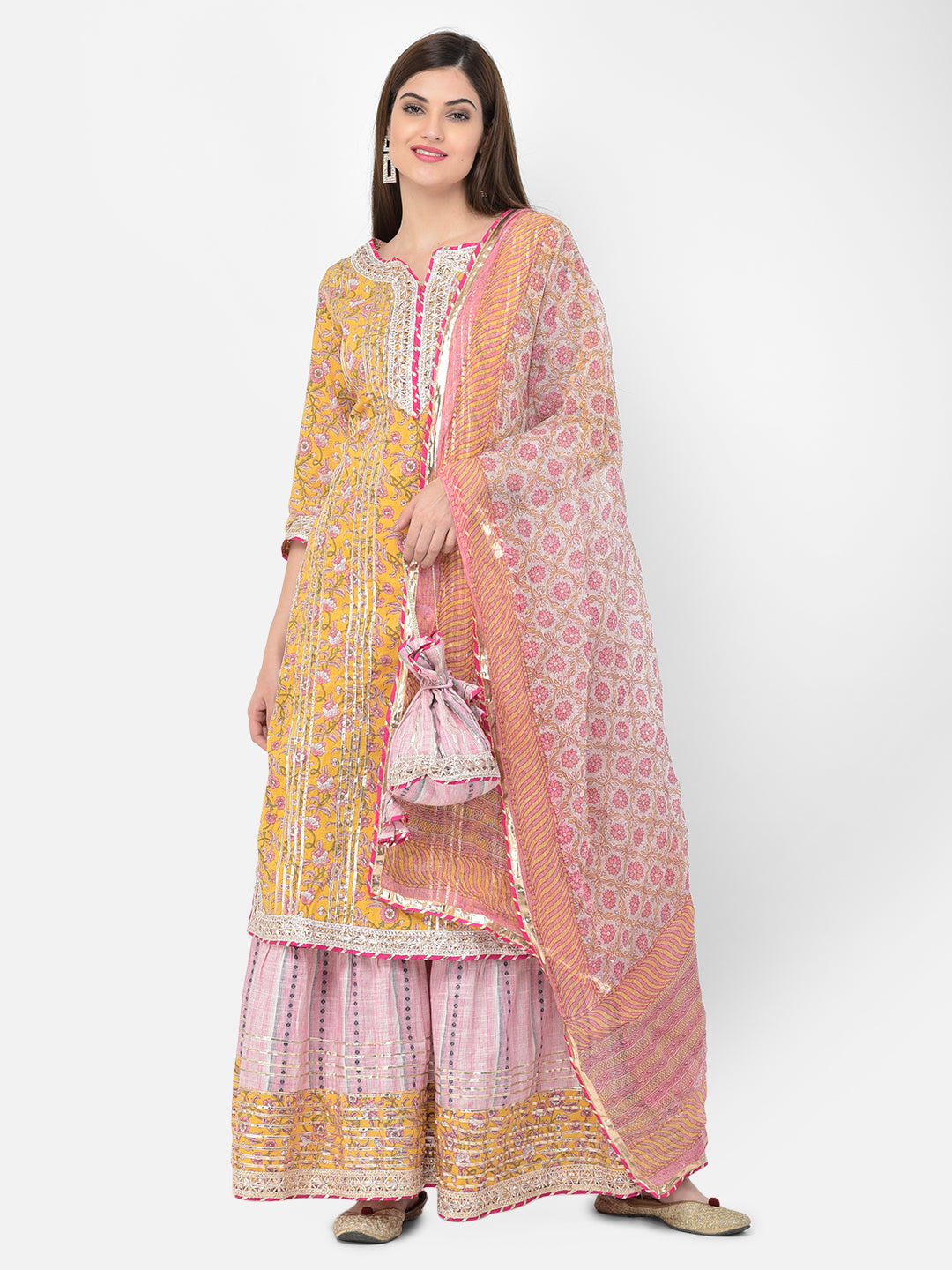 Neerus'S mustard color, cotton fabric suit
