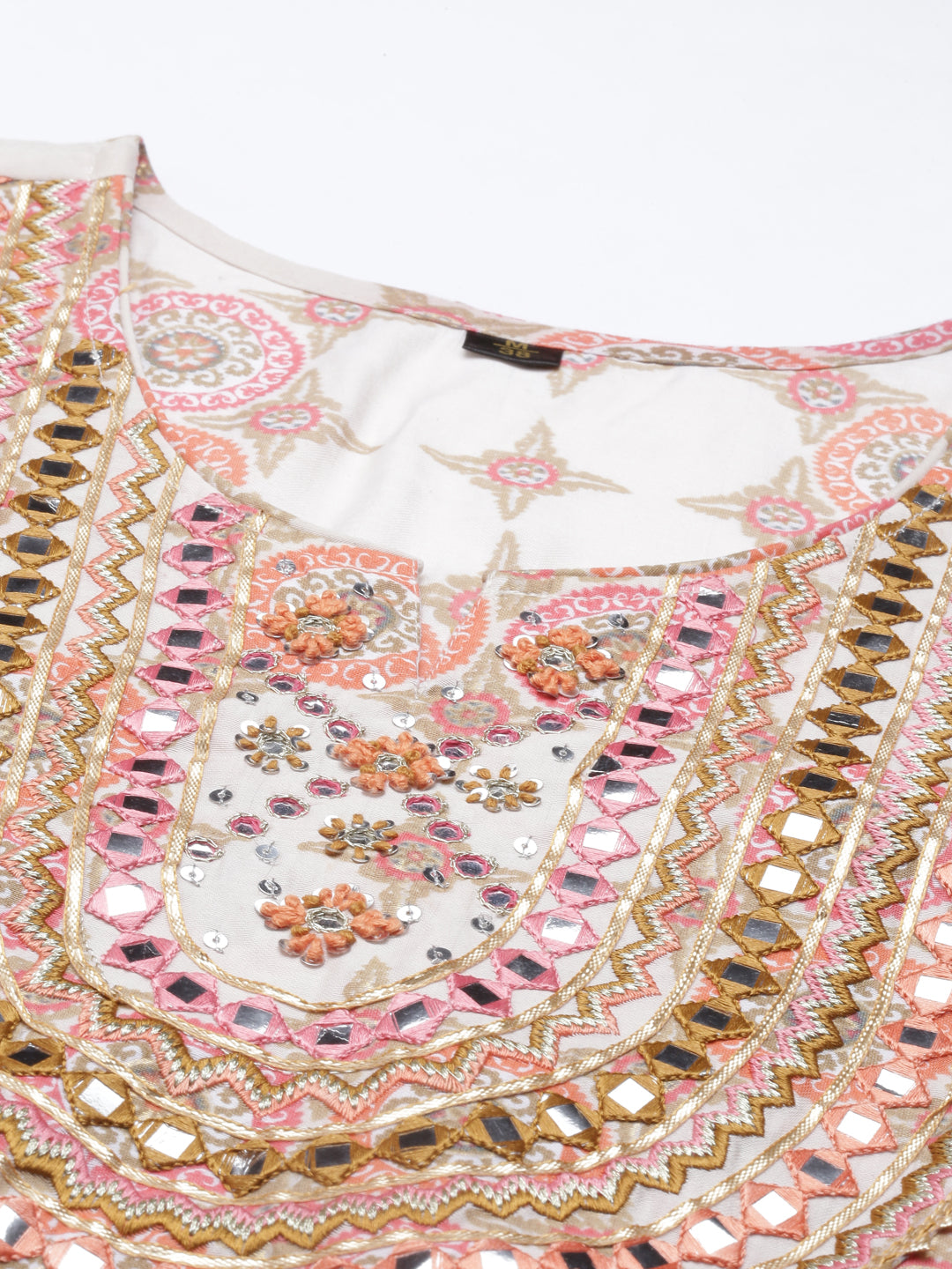 Neerus Coral Color Chanderi Cotton Fabric Kurta Sets With Dupatta