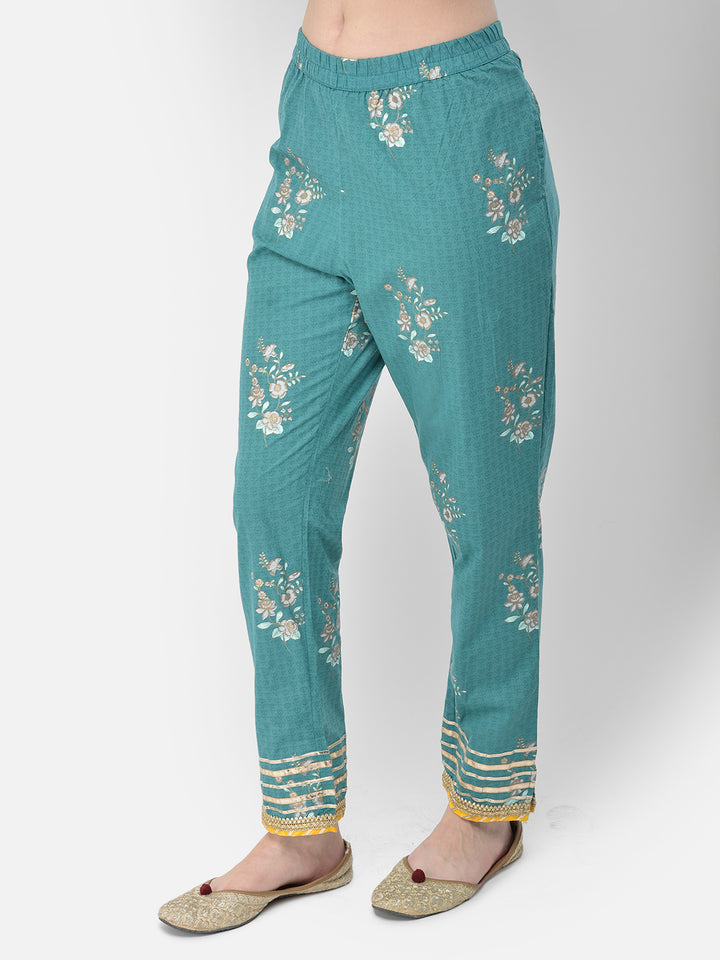 Neerus'S Rama Color Cotton Fabric Suit-Anarkali