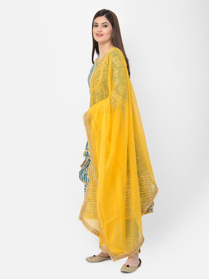 Neerus'S Rama Color Cotton Fabric Suit-Anarkali