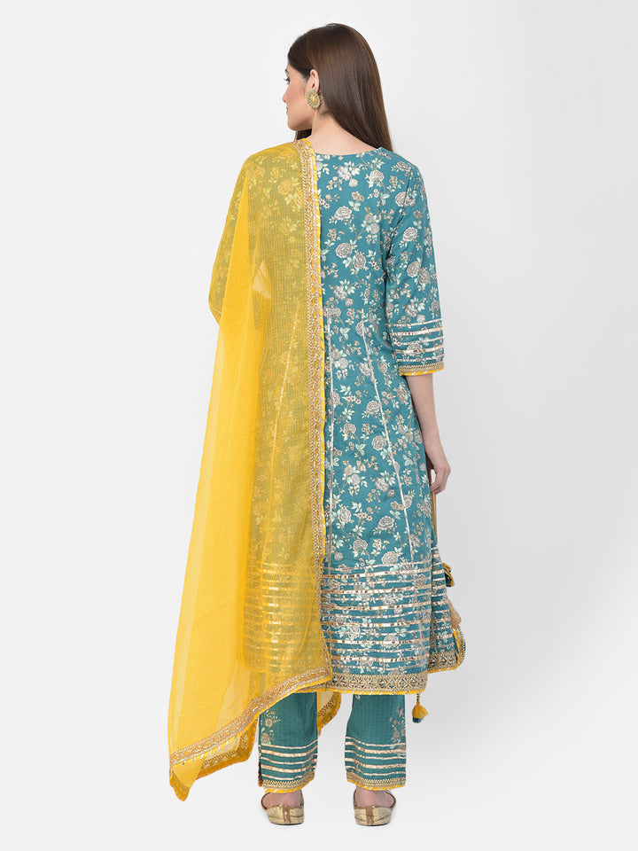 Neerus'S Rama Color Cotton Fabric Suit-Anarkali