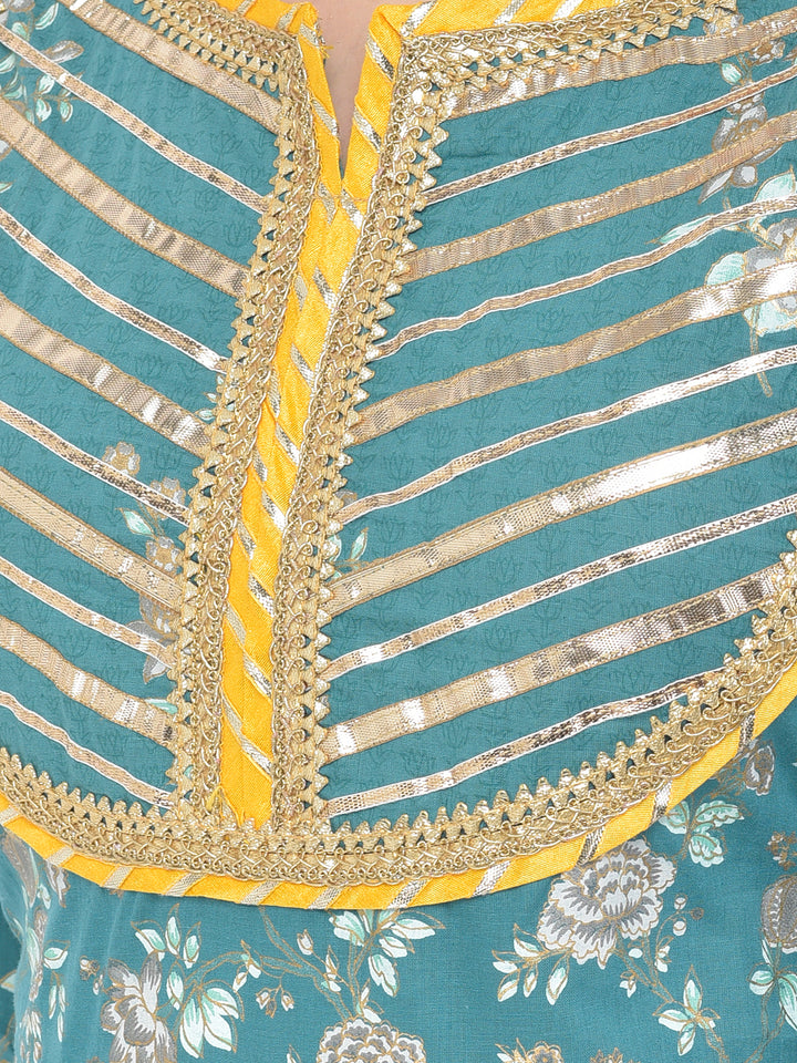 Neerus'S Rama Color Cotton Fabric Suit-Anarkali