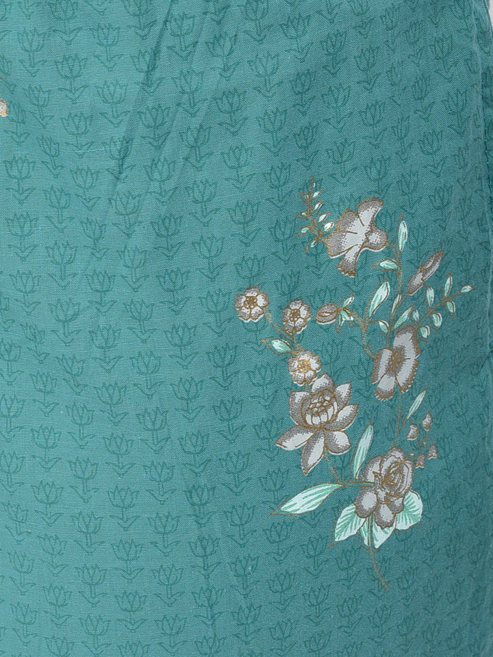 Neerus'S Rama Color Cotton Fabric Suit-Anarkali