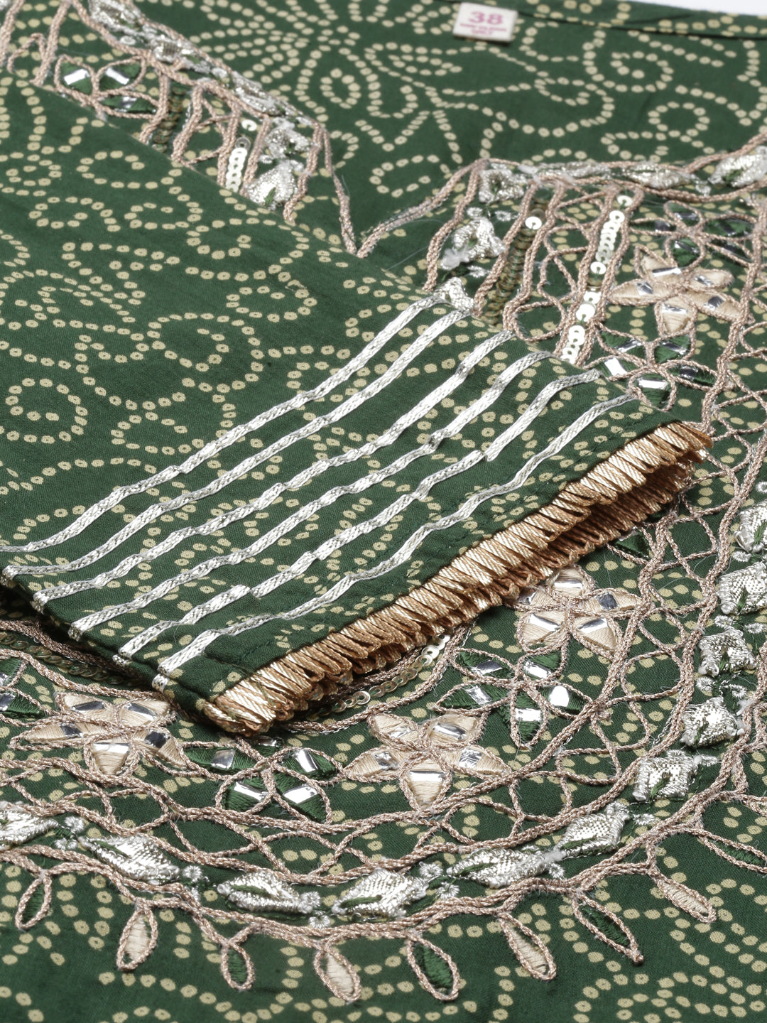 Neeru'S GREEN color, Jute Cotton fabric Kurta Sets With Dupatta