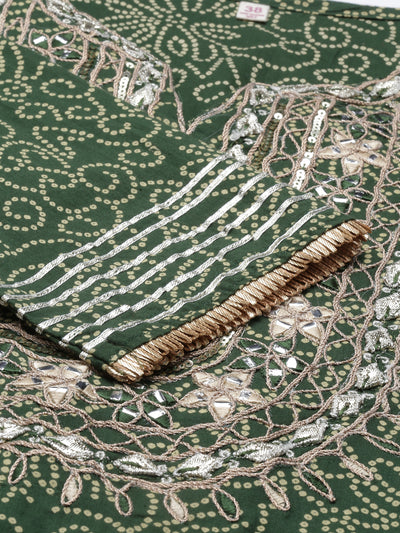 Neeru'S GREEN color, Jute Cotton fabric Kurta Sets With Dupatta