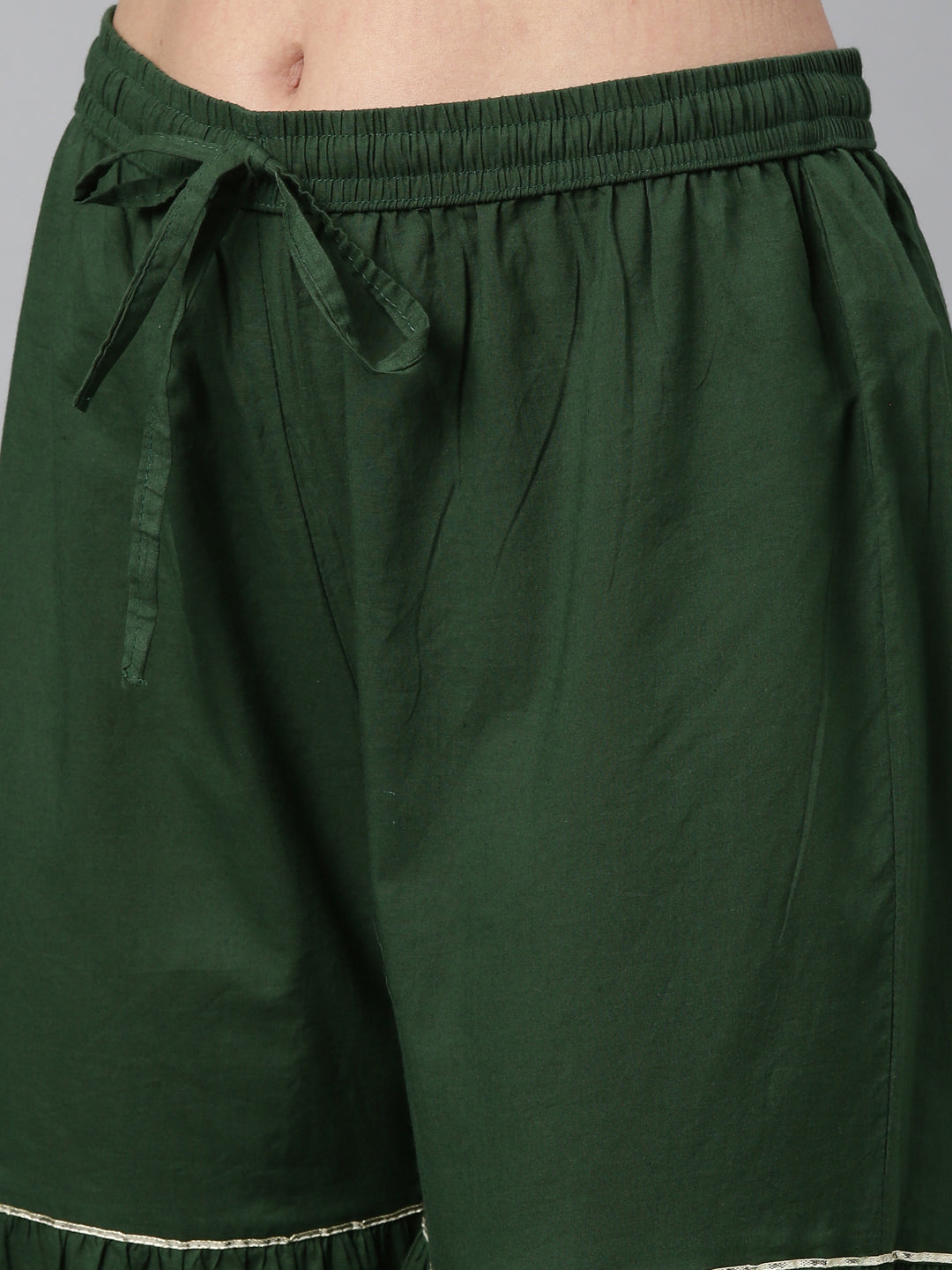 Neerus Green Color Jute Cotton Fabric Kurta Sets With Dupatta