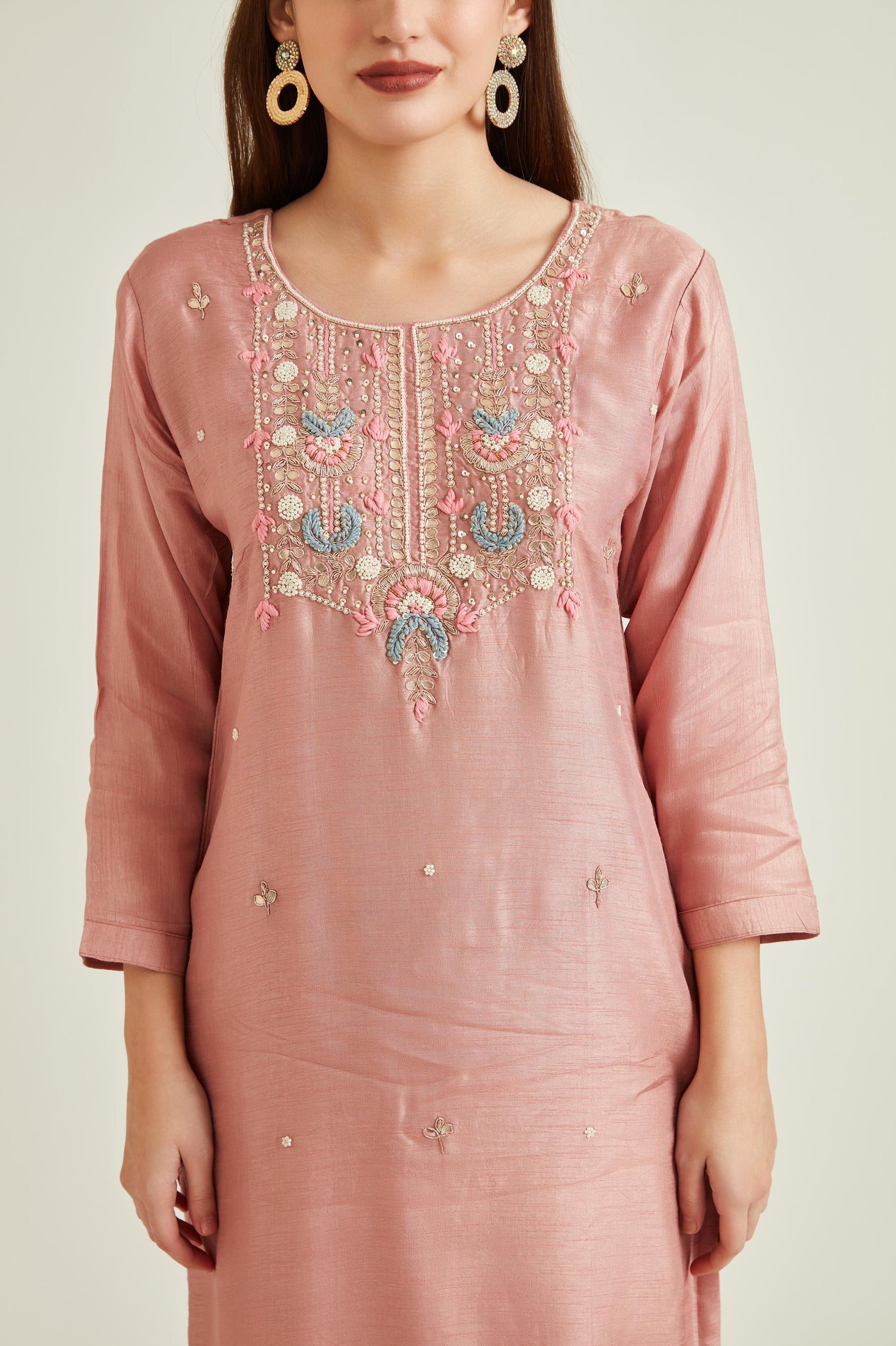 Neeru'S ONION Colour CHANDERI Fabric SUIT