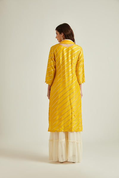 Neeru's Yellow Colour Banaras Fabric Suit
