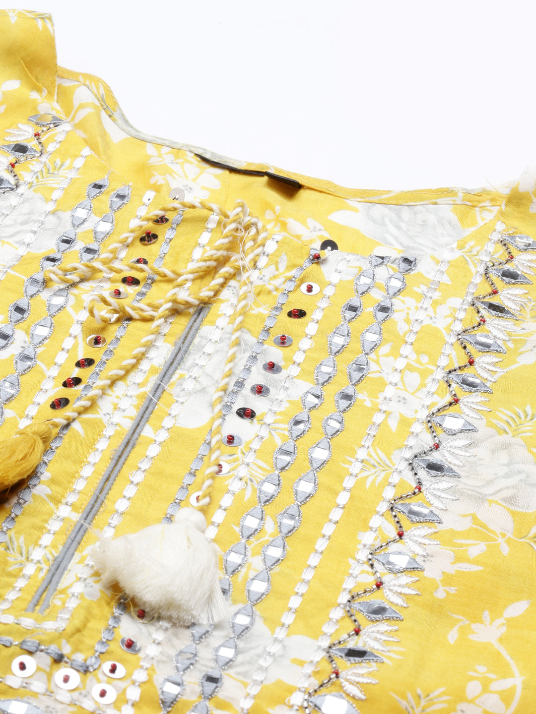 Neerus Yellow muslin solid kurta - side view