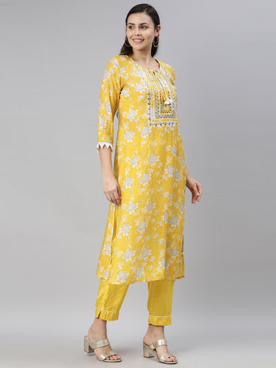 Neeru'S MUSTARD Color MUSLIN Fabric Kurta