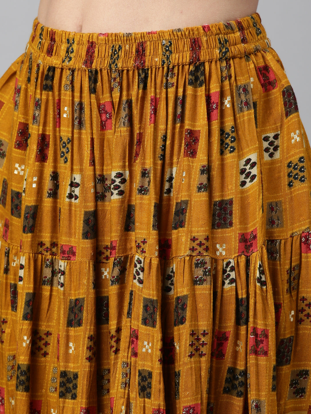 Neerus Yellow viscose rayon embellished kurta set - detail view 3