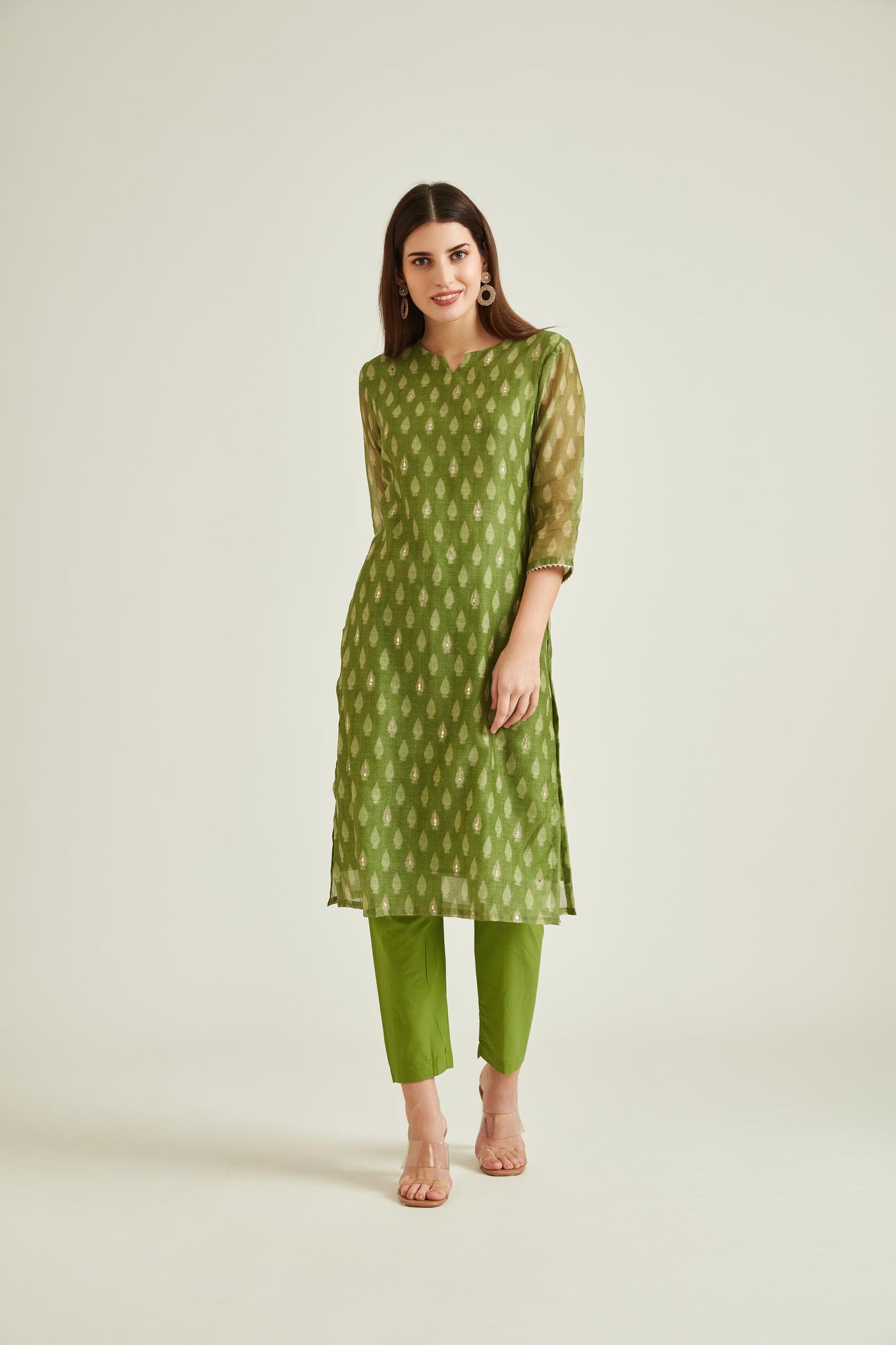 Neeru's M Green Colour Banaras Fabric Suit