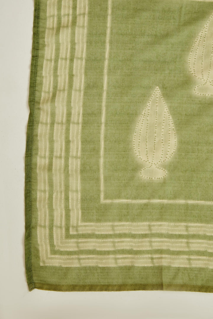 Neerus Green Banarasi woven kurta set - detail view 2