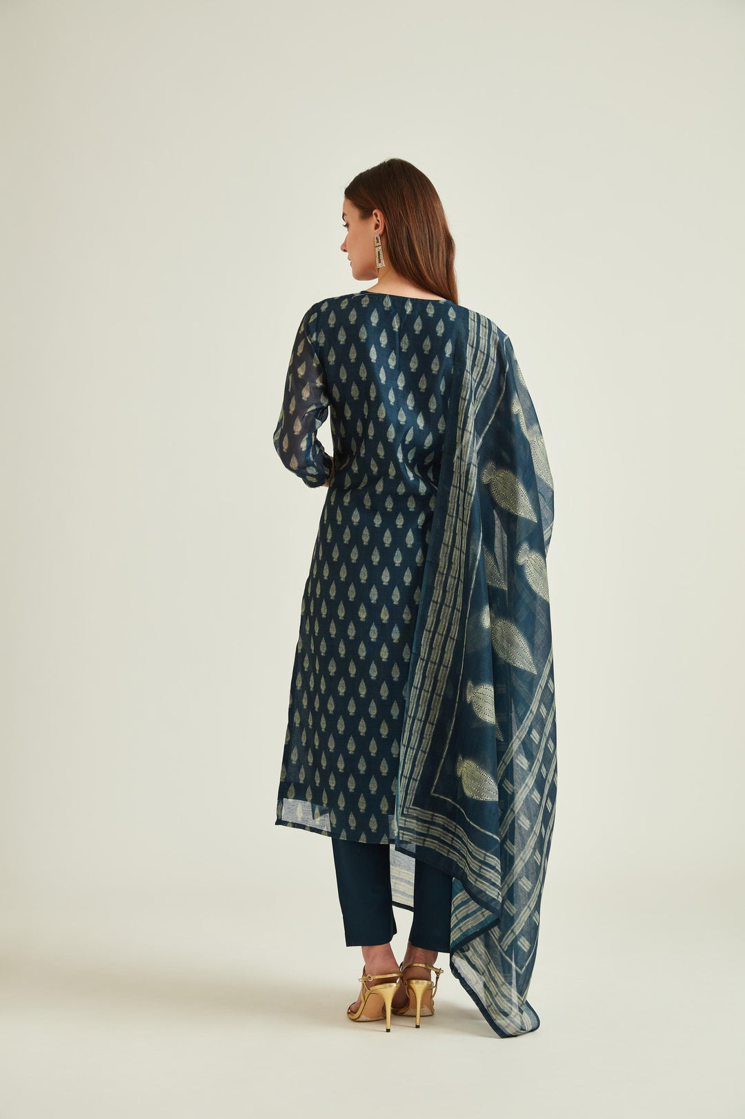 Neerus Navy Blue Colour Banaras Fabric Suit