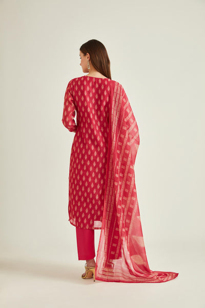 Neeru's Rani Colour Banaras Fabric Suit