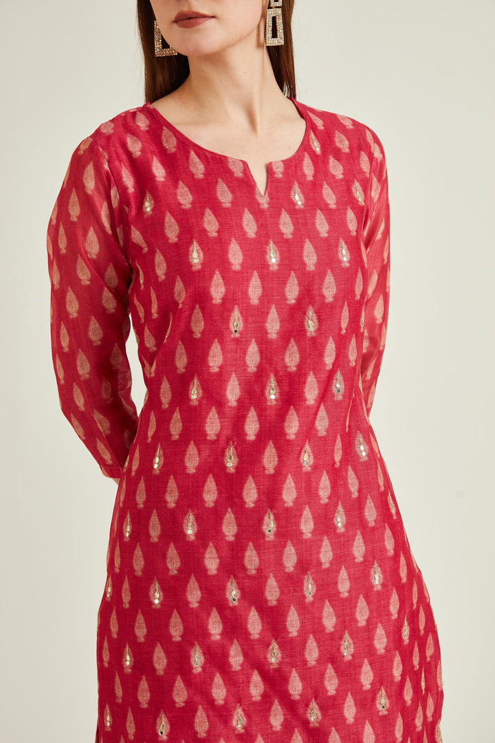 Neerus Pink Banarasi embroidered suit set - detail view 2