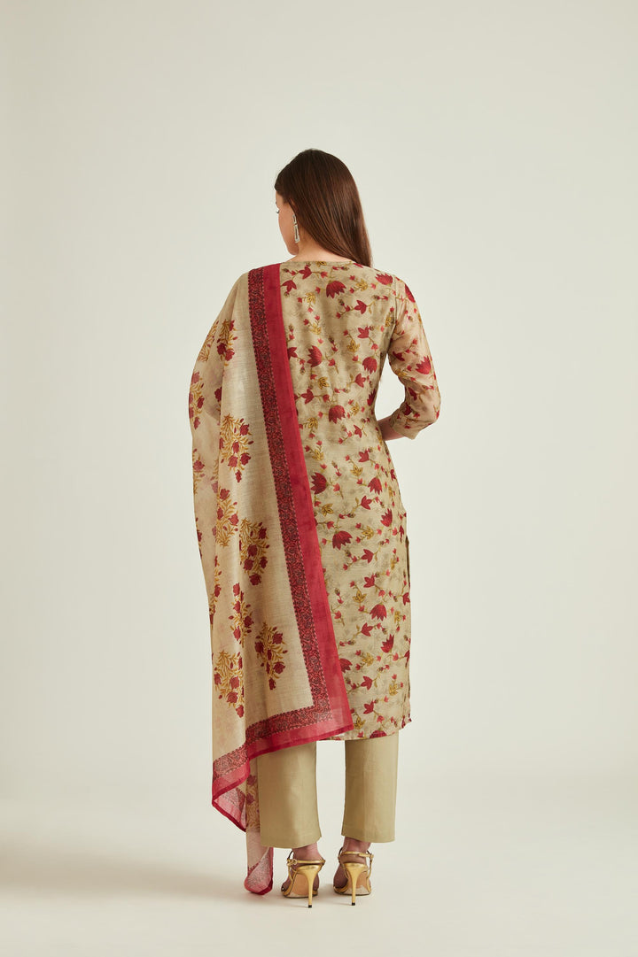 Neerus Beige Colour Chanderi Fabric Suit