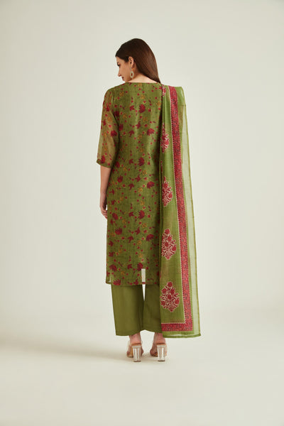 Neeru's M Green Colour Chanderi Fabric Suit
