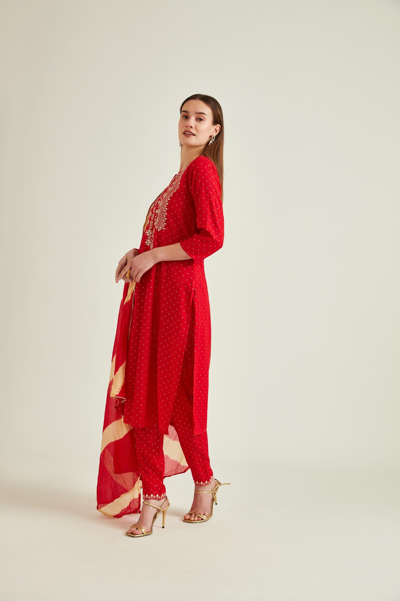 Neeru'S RED Colour COTTON Fabric SUIT