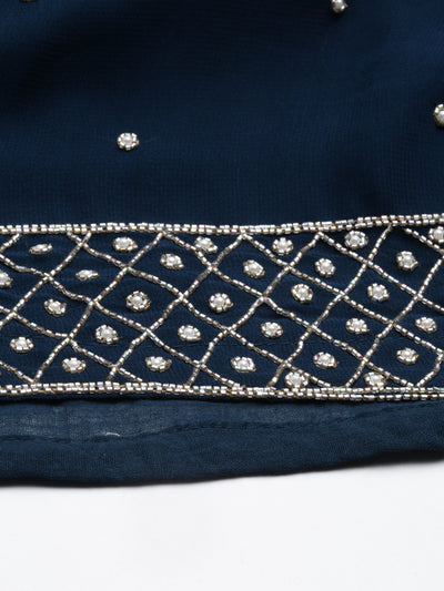 Neerus Blue Color Georgette Fabric Suit Set