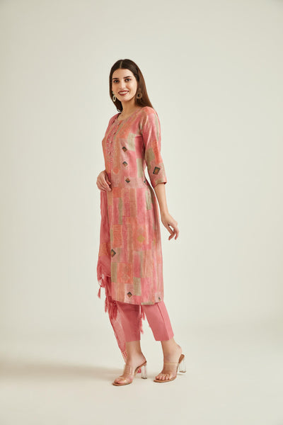 Neeru'S PINK Colour MUSLIN Fabric SUIT