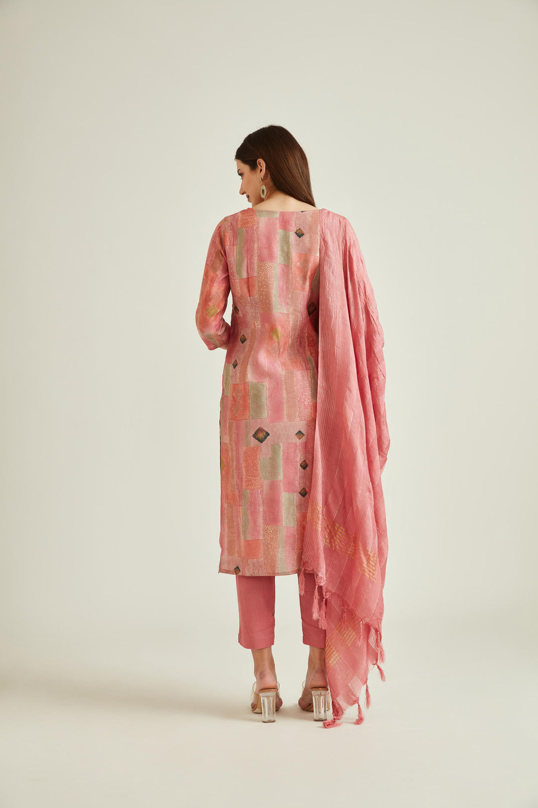 Neerus Pink Colour Muslin Fabric Suit