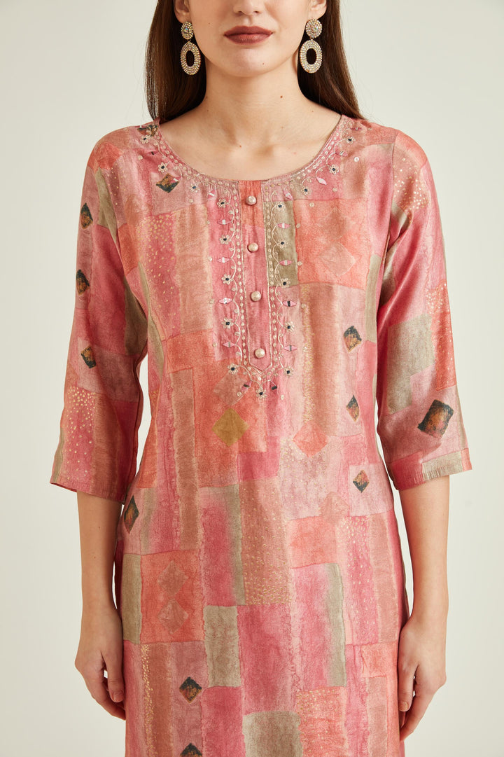 Neerus Pink Colour Muslin Fabric Suit