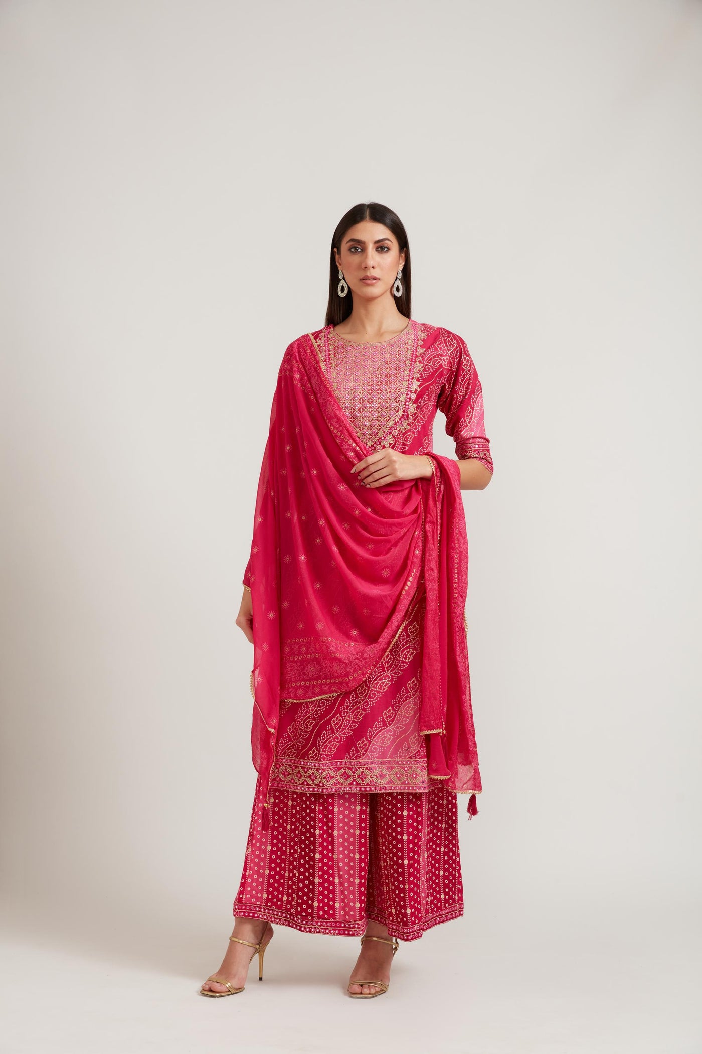 Neeru's Rani Color Cotton Fabric Suit Set