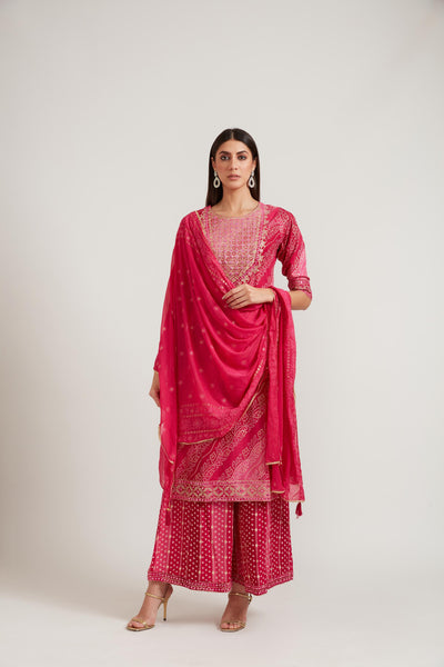 Neeru's Rani Color Cotton Fabric Suit Set
