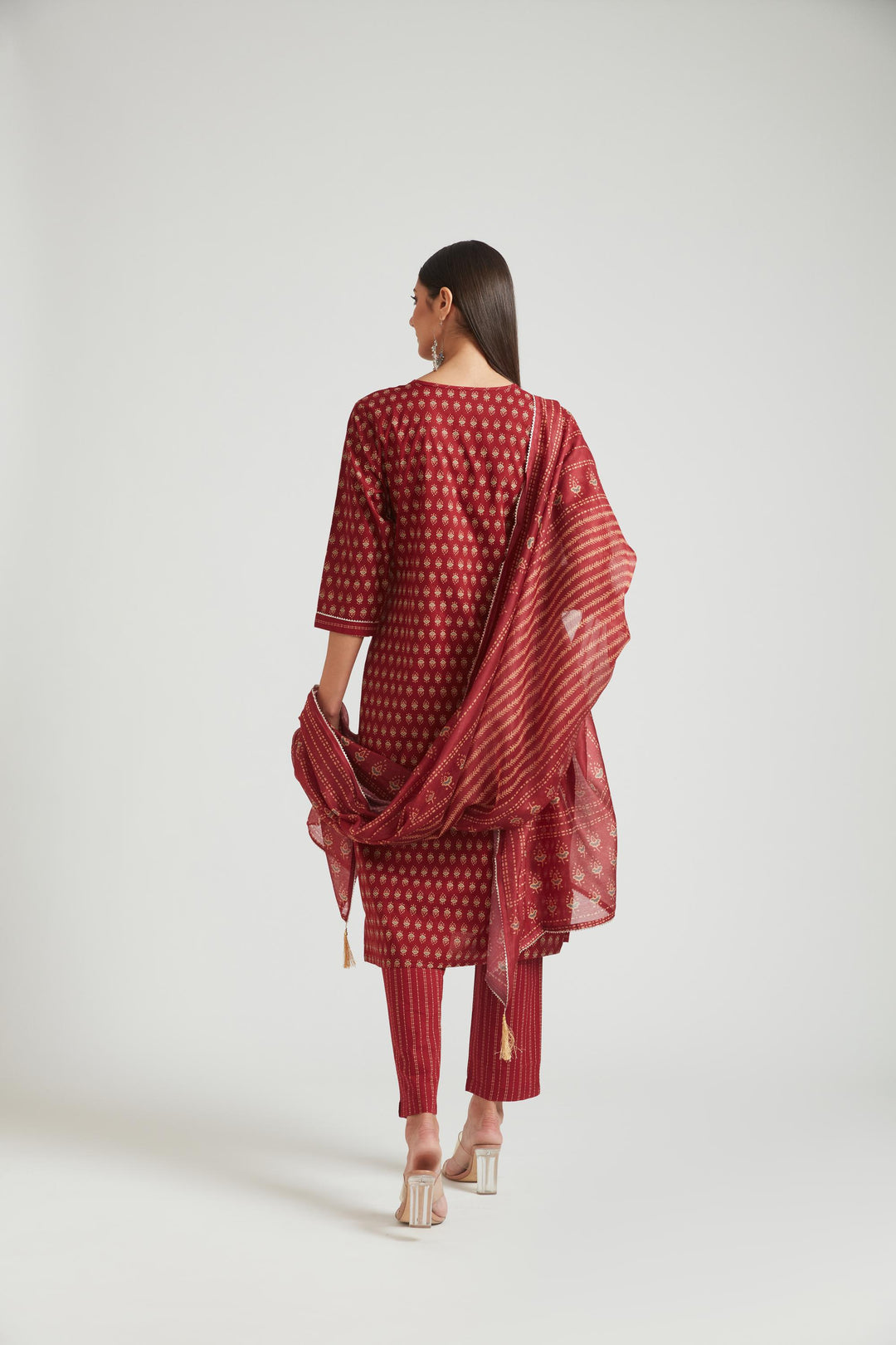Neerus Maroon Color Cotton Fabric Salwar Kameez