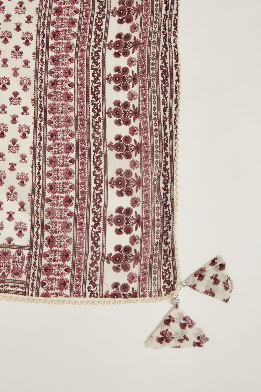 Neerus Purple cotton printed anarkali suit set - detail view 3