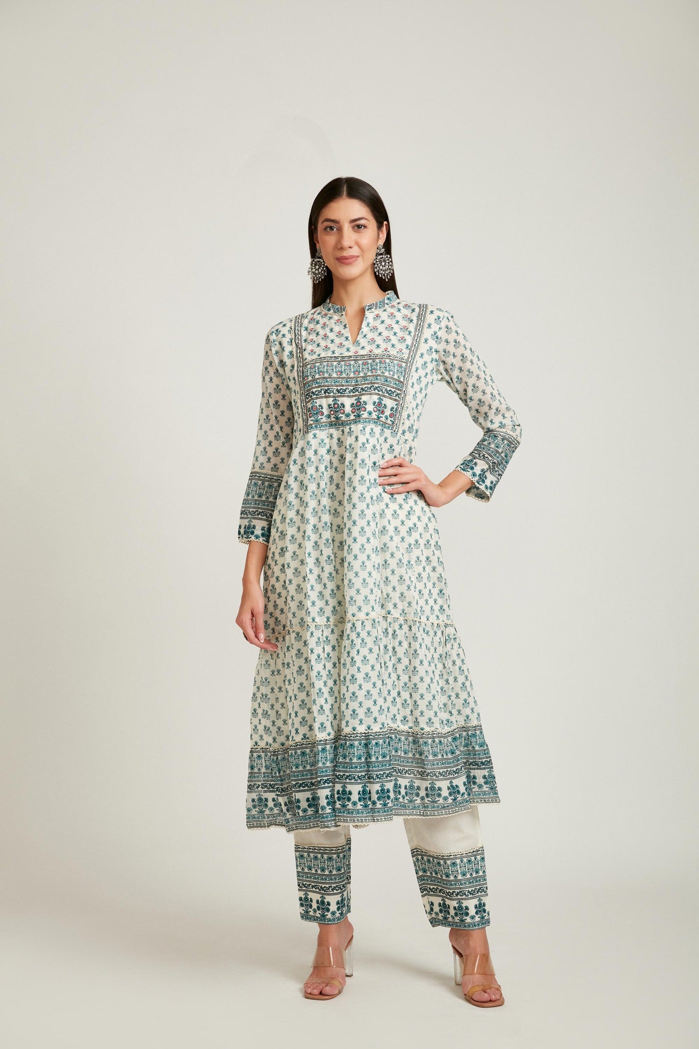 Neeru's Rama Color Cotton Fabric Salwar Kameez