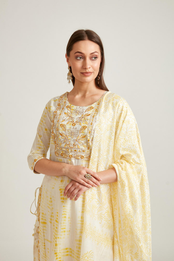Neerus Yellow Color Cotton Fabric Salwar Kameez