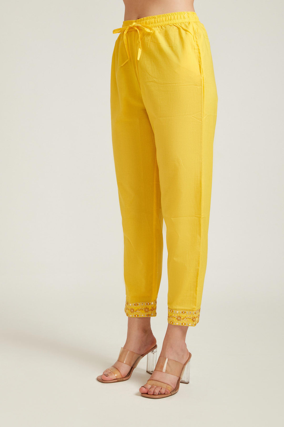 Neerus Yellow Color Cotton Fabric Salwar Kameez