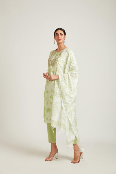 Neeru's Pista Color Chanderi Fabric Kurta Set
