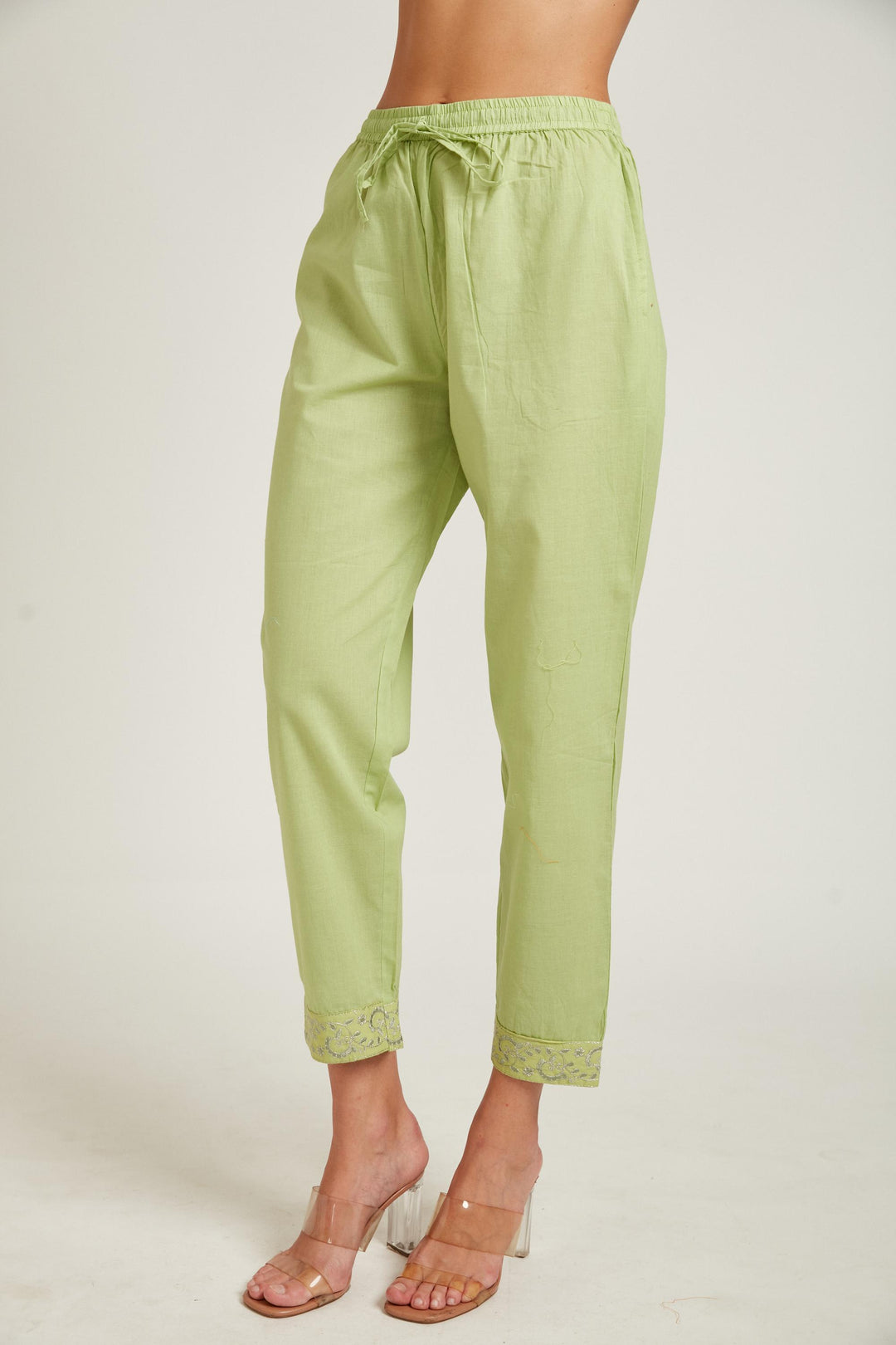 Neerus Pista Color Chanderi Fabric Kurta Set