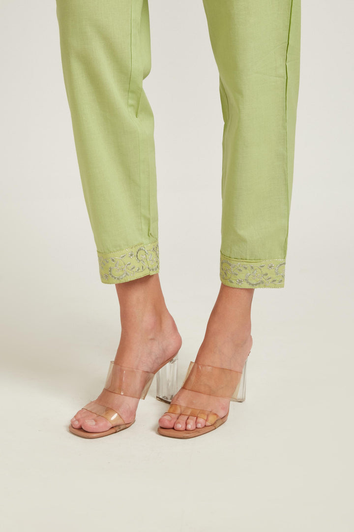 Neerus Pista Color Chanderi Fabric Kurta Set