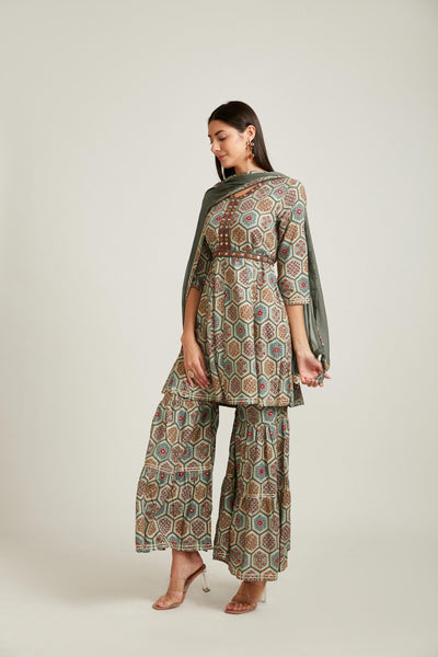 Neeru's Grey Color Cotton Fabric Salwar Kameez