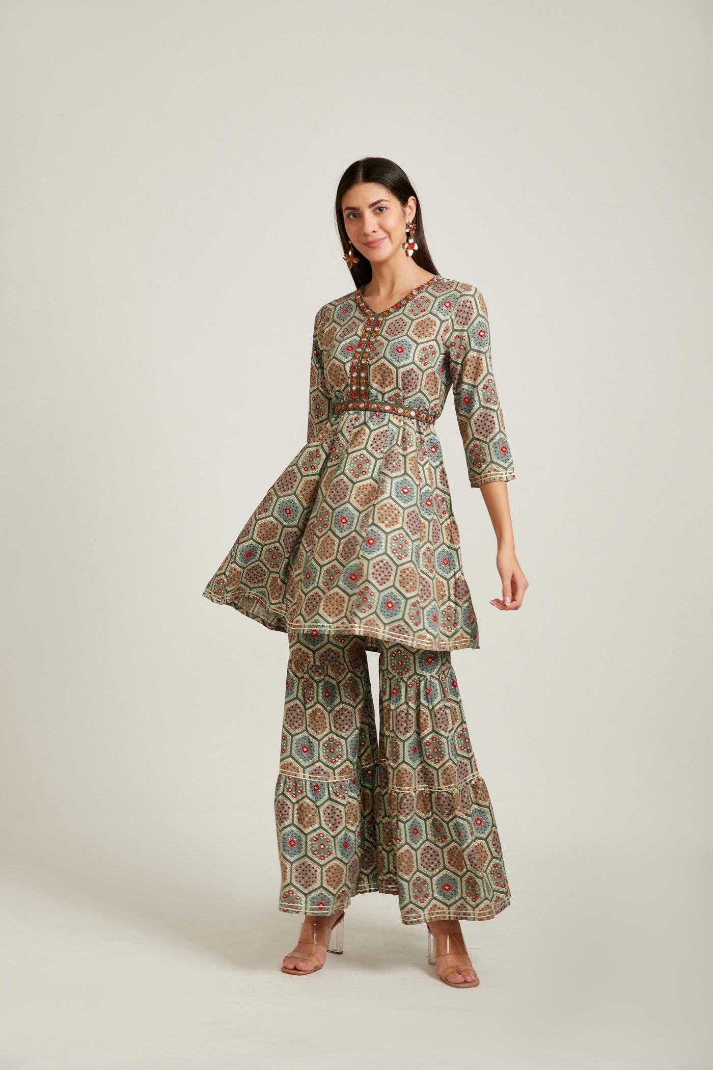 Neeru's Grey Color Cotton Fabric Salwar Kameez