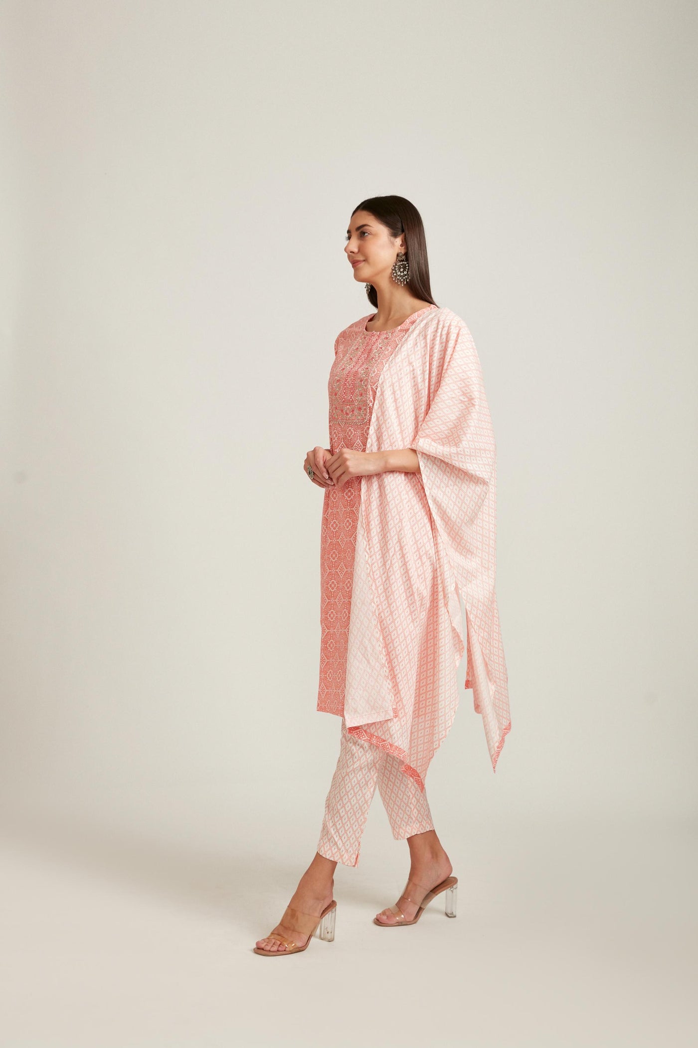 Neeru's Coral Color Rayon Fabric Salwar Kameez