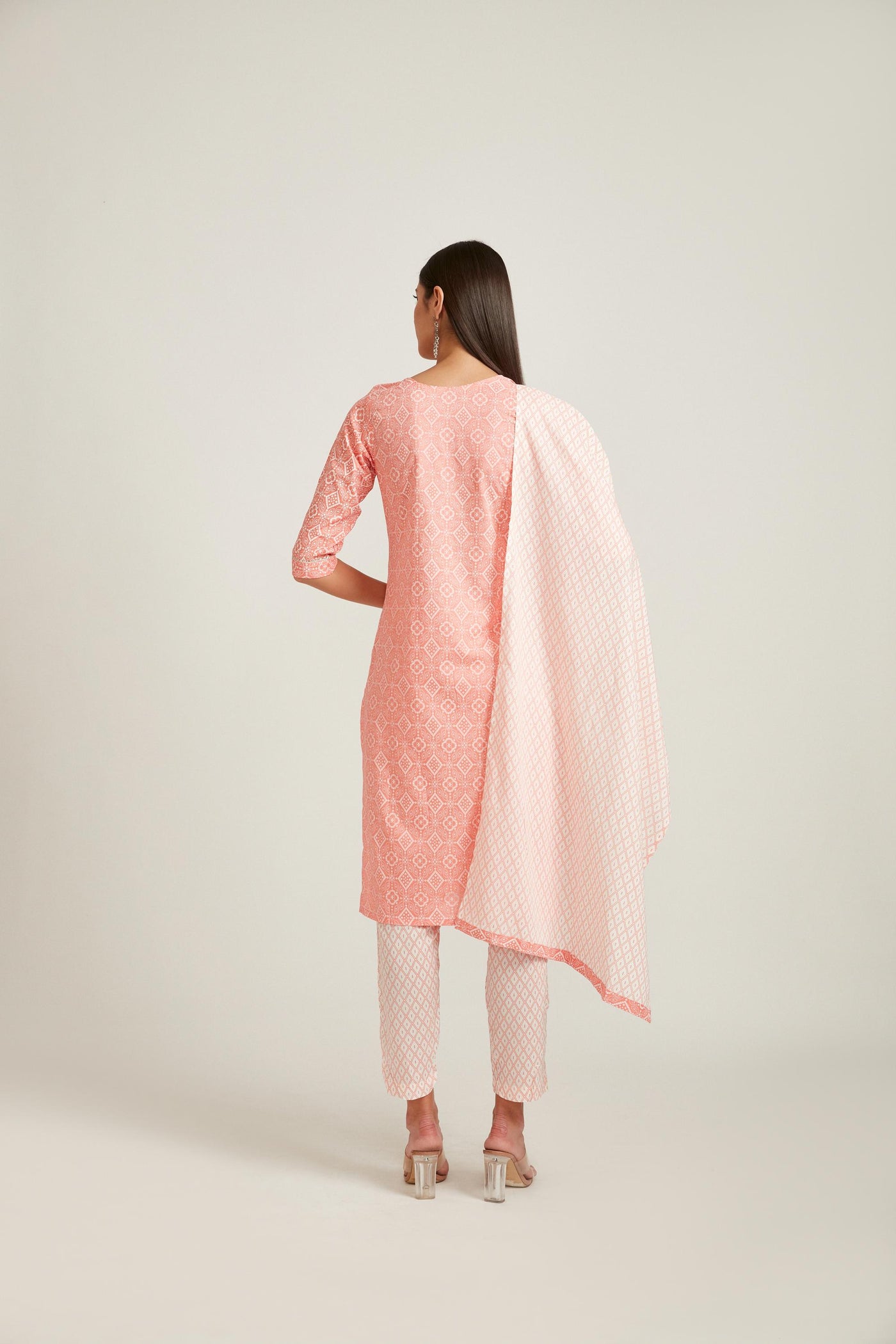 Neeru's Coral Color Rayon Fabric Salwar Kameez