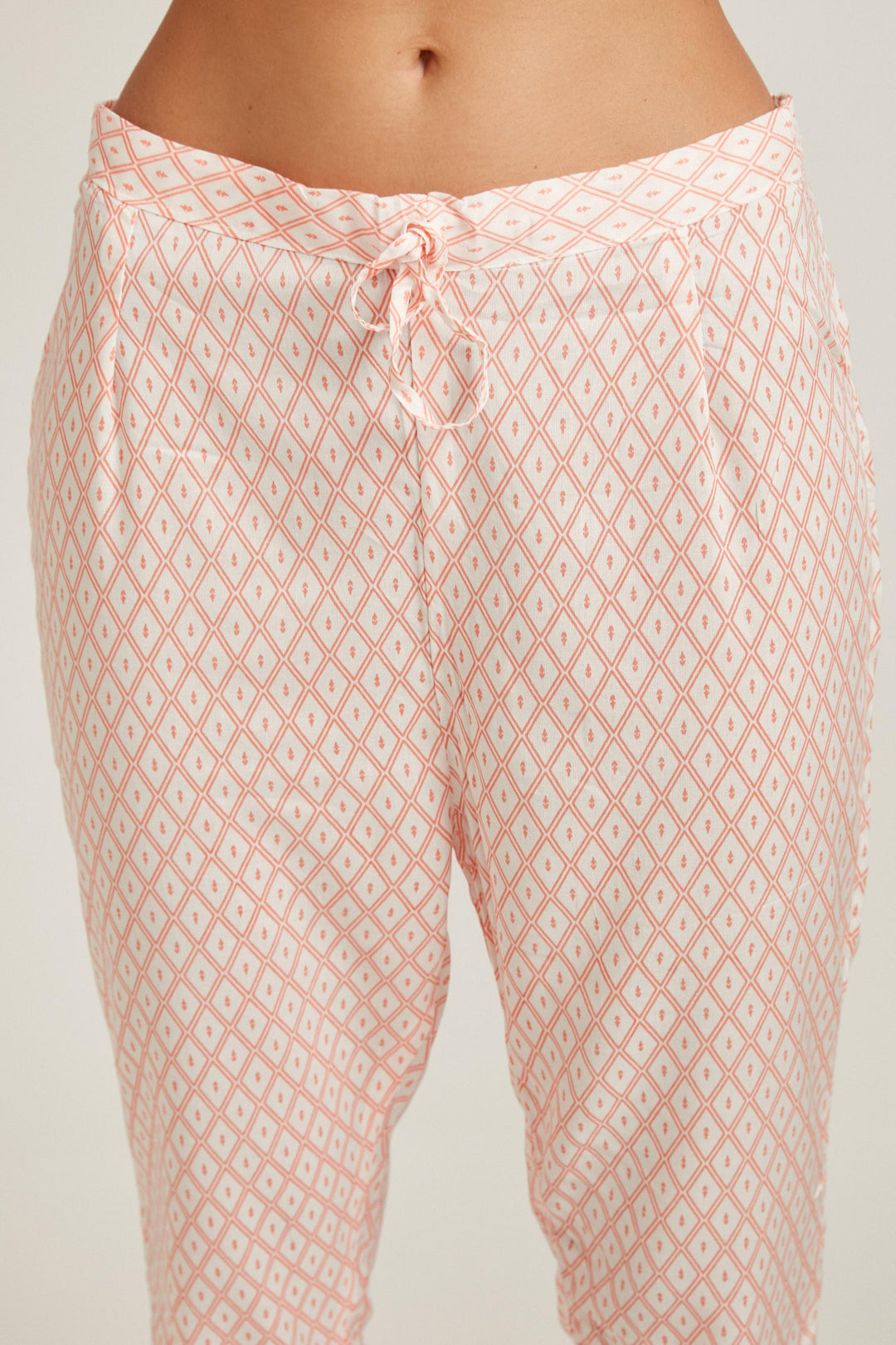 Neerus Pink viscose rayon printed kurta set - detail view 1