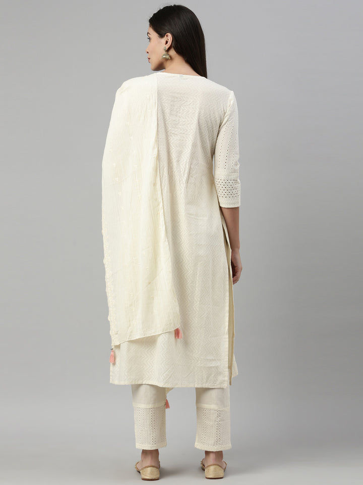 Neerus Beige cotton ethnic suit set - detail view 4